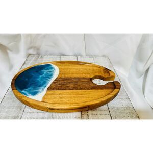 Lynn & Liana Designs Ocean Vibes Wine Appetizer Wooden Tray Acacia Resin